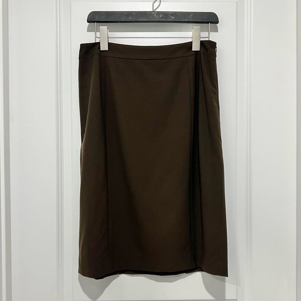 Lafayette 148 New York Women's Brown Wool Pencil Skirt Career Size 8 Lined
